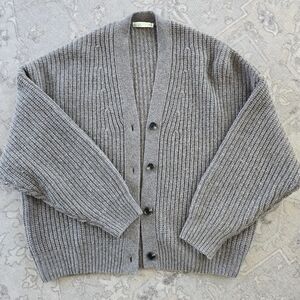 OAK + FORT Oversized Slouchy Wool Cardigan OS Taupe